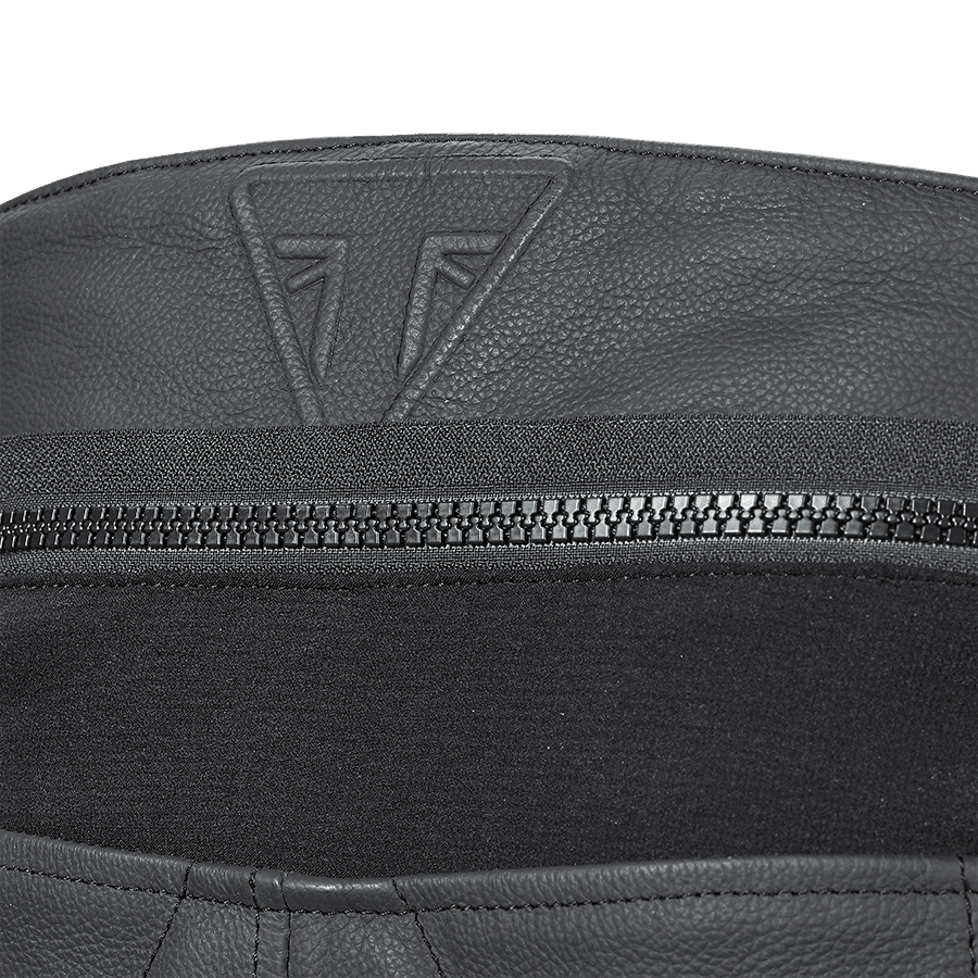 Triple Perforated Unisex Black Leather Riding Pants